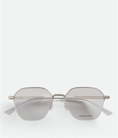 Bottega Veneta® Men's Classic Metal Semi rimless Panthos Eyeglasses .